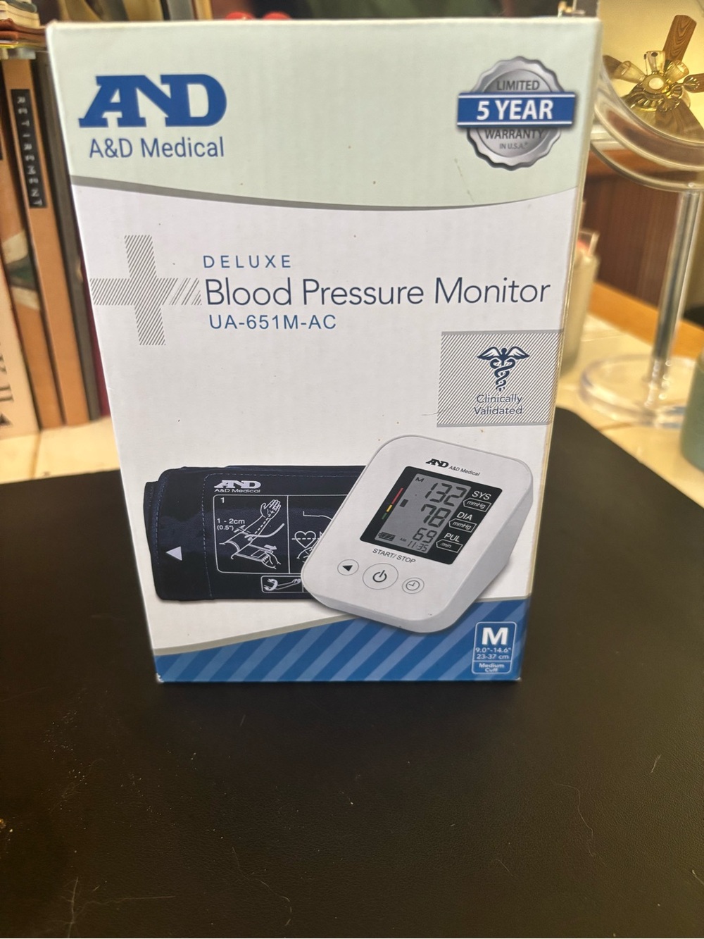 A&D Medical Deluxe Blood Pressure Monitor UA-651M-AC - White/Blue